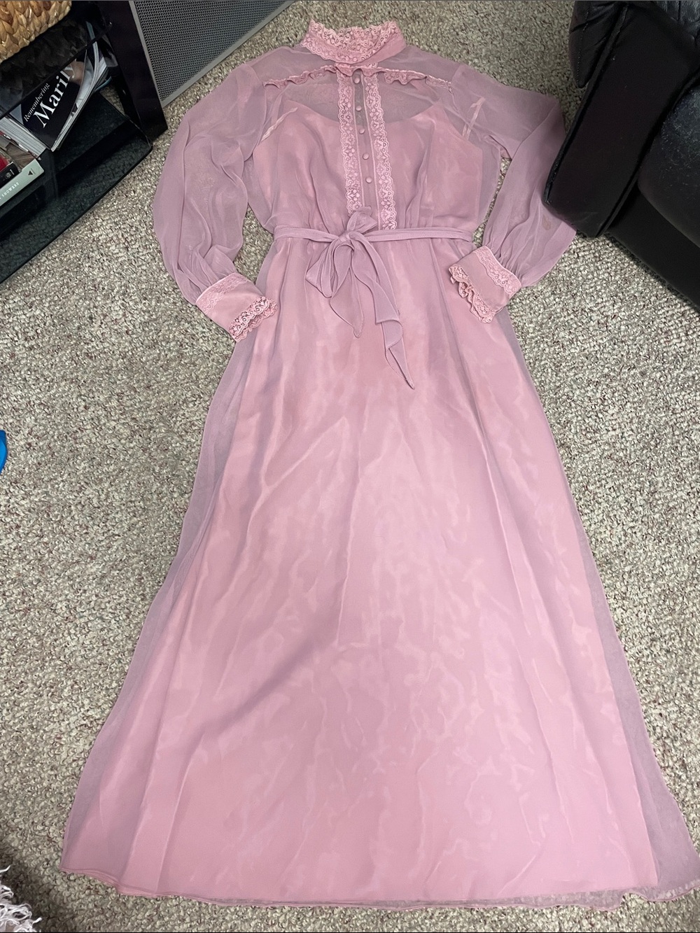 Vintage Victorian look high neck sheer balloon sleeve maxi dress - adorable